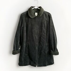 J. Jill Heritage Tumbled Cord Corduroy Full Zip Coat Jacket Green Small